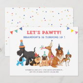 Invitation Jouer Chiens fête anniversaire (Devant / Derrière)
