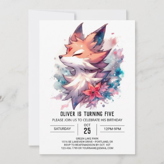 Invitation Jouer Custom Fox Anniversaire (Devant)