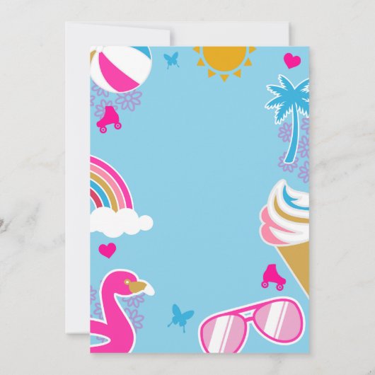 Invitation Jouer dans dix Pool Party Anniversaire Fille été (Dos)