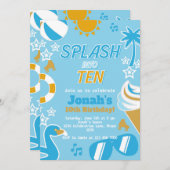 Invitation Jouer dans dix Pool Party Anniversaire Garçon été (Devant / Derrière)