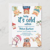 Invitation Jouer des animaux de bois mignon Baby shower d'hiv (Devant)