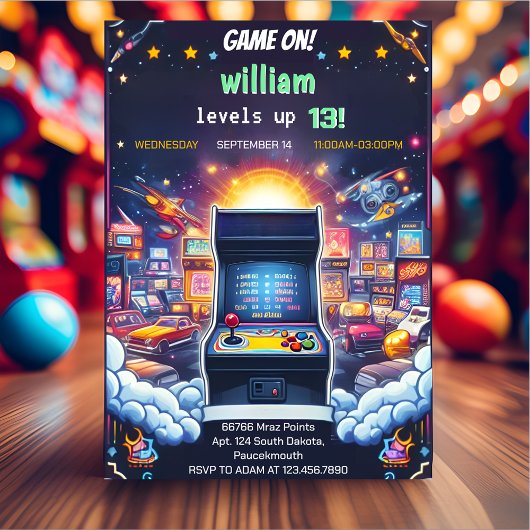 Invitation Jouer Garçon Cool Enfants Niveau de jeu jusqu'à 13