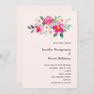 Invitation Jouer Joli Mariage de bouquet rose
