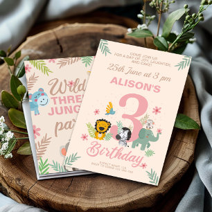 Invitation Jouer Jungle Pastel Troisième anniversaire