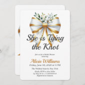 Invitation Jouer le noeud blanc Bow Fête des mariées florale (Devant / Derrière)