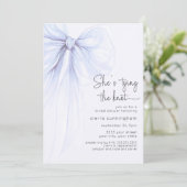 Invitation Jouer le noeud bleu Fête des mariées coquette (Debout devant)