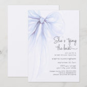 Invitation Jouer le noeud bleu Fête des mariées coquette (Devant / Derrière)