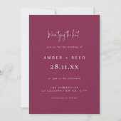 Invitation Jouer le noeud Mariage Burgundy Script (Devant)