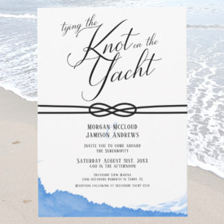 Invitation Jouer le noeud sur la Yacht Ocean Blue Watercolor