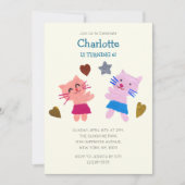 Invitation Jouer Papier Jaune Collage Chats Anniversaire de e (Devant)