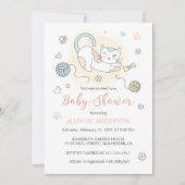 Invitation Jouer petit chaton bébé fille douche (Devant)