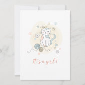 Invitation Jouer petit chaton bébé fille douche (Dos)