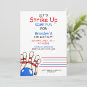Invitation Jouer Red & Blue Bowling thème 6e anniversaire (Debout devant)