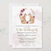 Invitation Jouer Renard Automne Mariage Floral (Devant)
