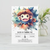 Invitation Jouer un singe moderne Anniversaire (Debout devant)