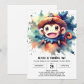 Invitation Jouer un singe moderne Anniversaire (Devant / Derrière)