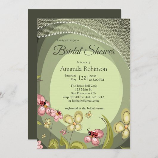 Invitation Jouer Vert & Lady-bird (Devant / Derrière)