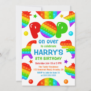 Invitation Jouet anti-stress Pop It arc-en-ciel pour l'annive