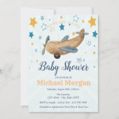 Invitation Jouet Avion, Fête Bébé Étoiles (Devant)