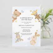 Invitation Jouet Céleste Pastel Blue Cute Baby shower Invitat (Debout devant)