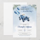Invitation Jouet classique rétro voiture eucalyptus Baby show (Devant / Derrière)