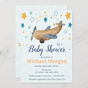Invitation Jouet d'avion, Baby shower des étoiles