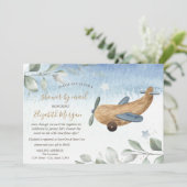 Invitation Jouet d'avion Baby shower virtuel par courrier (Debout devant)