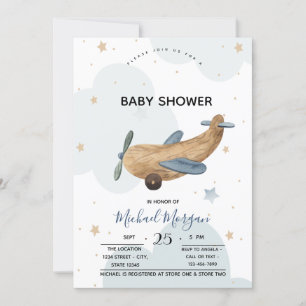 Invitation Jouet d'avion mignon Nuages Baby Shower