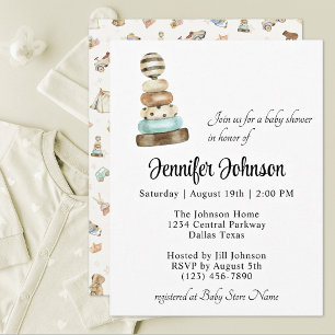 Invitation Jouet de bagues empilables vintage mignon Baby Sho