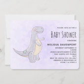 Invitation Jouet Dinosaure gris mou Baby shower d'aquarelle (Devant)
