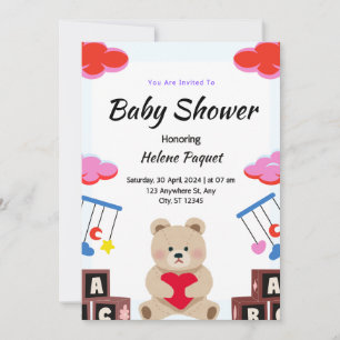 Invitation Jouet en peluche personnalisé Baby Boy Shower Invi