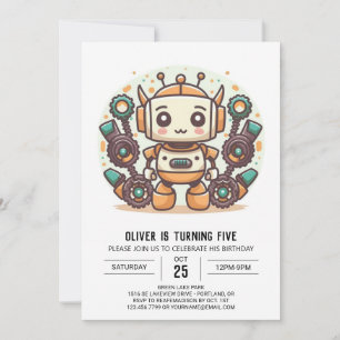 Invitation Jouet enchanté Robot pour enfants Anniversaire