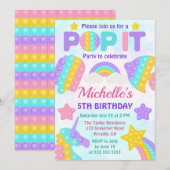 Invitation Jouet Fidget Pop Arc-en-ciel Pastel pour Anniversa (Devant / Derrière)