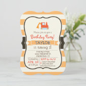 Invitation Jouet Orange Construction Backhoe (Debout devant)
