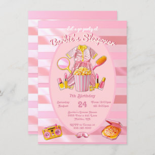 Invitation Jouet rose Doll Sleepover Stwood Anniversaire