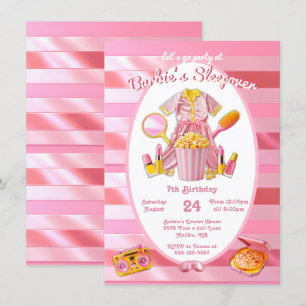Invitation Jouet rose Doll Sleepover Stwood Anniversaire