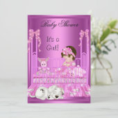 Invitation Jouets à chiot rose Baby shower fille mignonne (Debout devant)