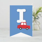 Invitation Jouets de garçons Transport Bonne bannière de fête (Debout devant)