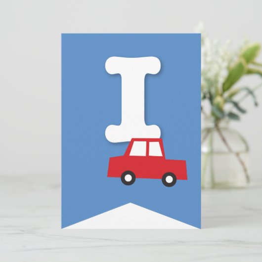 Invitation Jouets de garçons Transport Bonne bannière de fête (Debout devant)