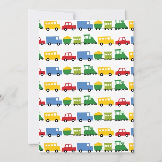 Invitation Jouets de garçons Transport Bonne bannière de fête (Dos)