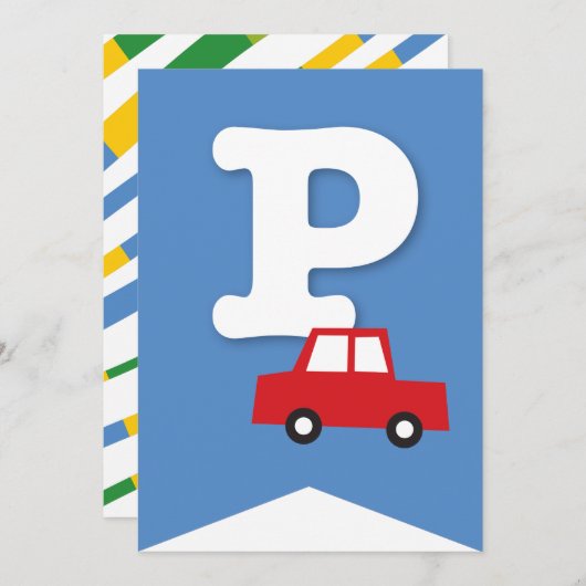 Invitation Jouets de garçons Transport Bonne bannière de fête (Devant / Derrière)