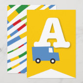 Invitation Jouets de garçons Transport Bonne bannière de fête (Devant / Derrière)