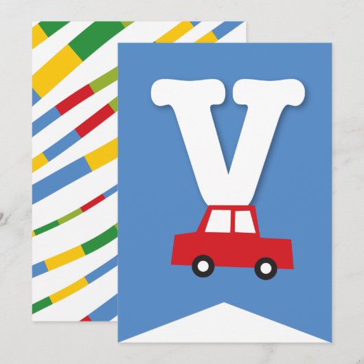 Invitation Jouets de garçons Transport Bonne bannière de fête (Devant / Derrière)