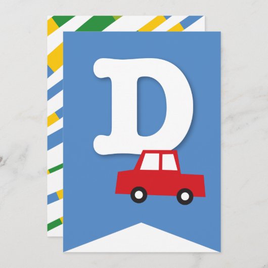 Invitation Jouets de garçons Transport Bonne bannière de fête (Devant / Derrière)