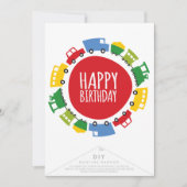 Invitation Jouets de garçons Transport Bonne bannière de fête (Devant)