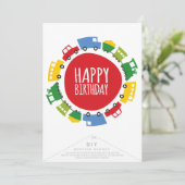 Invitation Jouets de garçons Transport Bonne bannière de fête (Debout devant)