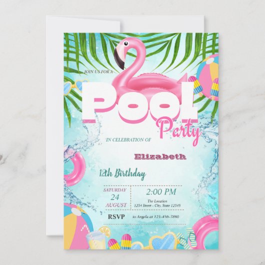 Invitation Jouets de piscine fête d'été (Devant)