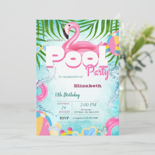 Invitation Jouets de piscine fête d'été (Debout devant)