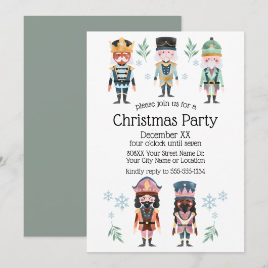 Invitation Jouets de soldats de Noël Casse-Noisette (Devant / Derrière)