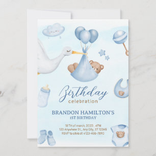 Invitation Jouets d'ours en peluche bleu mignon ANNIVERSAIRE